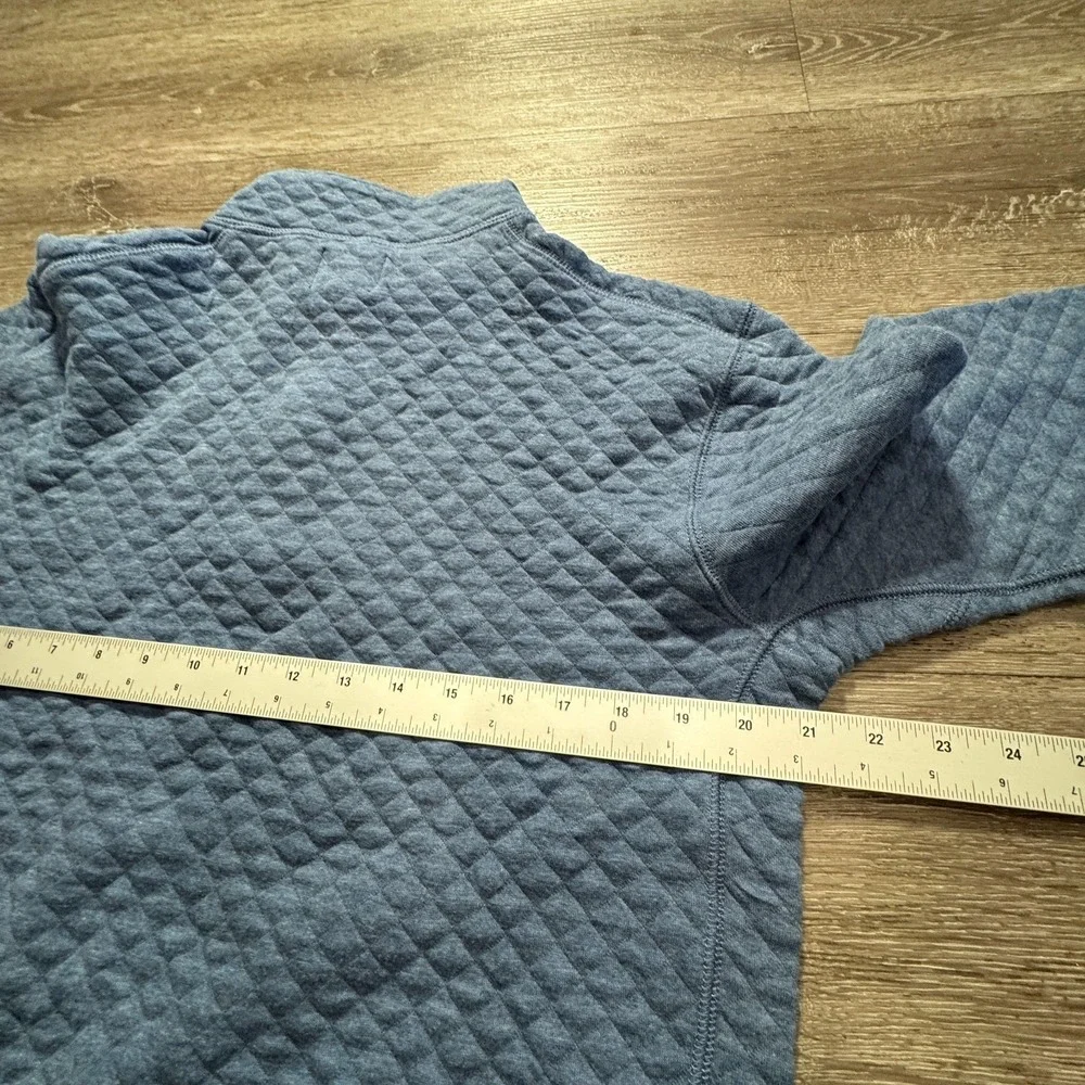 J Crew Sweater Mens Medium Blue Cotton Quilted Fleece Pullover 1/4 Zip BS847 New